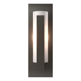 Buy dark-smoke-with-opal-glass-gg-glass-and-white-shade Vertical Bar Sconce by Hubbardton Forge