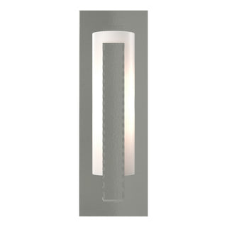 Buy sterling-with-opal-glass-gg-glass-and-white-shade Vertical Bar Sconce by Hubbardton Forge