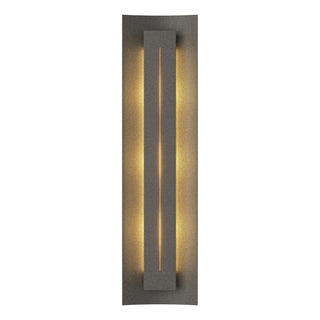 Buy natural-iron-with-ivory-art-glass-cc-glass-and-white-shade Gallery Sconce by Hubbardton Forge