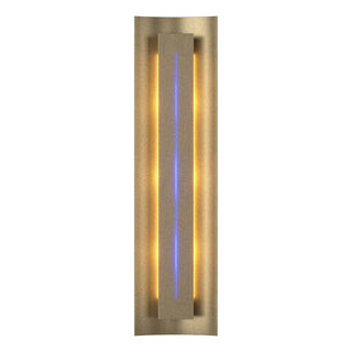 Buy soft-gold-with-blue-glass-ee-glass-and-blue-shade Gallery Sconce by Hubbardton Forge