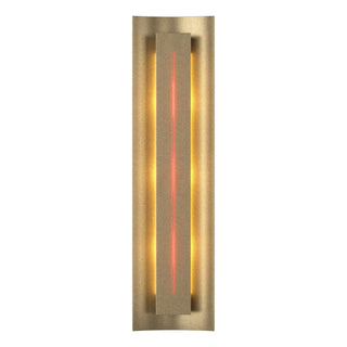 Buy soft-gold-with-red-glass-rr-glass-and-amber-brown-shade Gallery Sconce by Hubbardton Forge