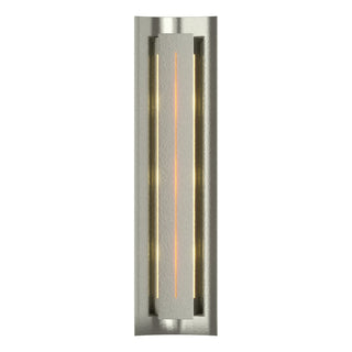 Buy sterling-with-amber-glass-ff-glass-and-amber-brown-shade Gallery Sconce by Hubbardton Forge