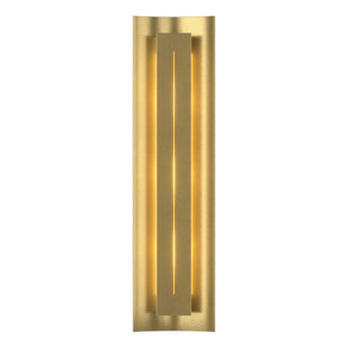 Buy modern-brass-with-ivory-art-glass-cc-glass-and-white-shade Gallery Sconce by Hubbardton Forge