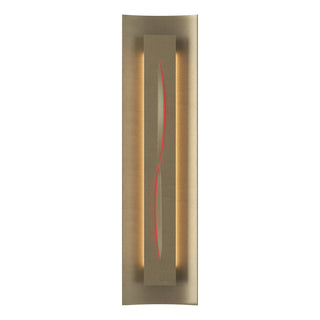 Buy soft-gold-with-red-glass-rr-glass-and-red-shade Gallery Sconce by Hubbardton Forge