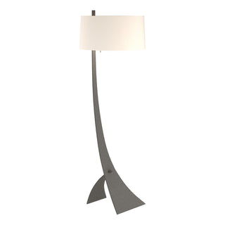 Buy natural-iron-with-flax-shade-se-glass-and-white-shade Stasis Floor Lamp by Hubbardton Forge