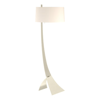 Buy sterling-with-flax-shade-se-glass-and-white-shade Stasis Floor Lamp by Hubbardton Forge