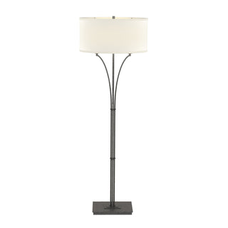 Buy natural-iron-with-flax-shade-se-glass-and-white-shade Formae Floor Lamp by Hubbardton Forge