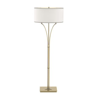 Buy modern-brass-with-flax-shade-se-glass-and-white-shade Formae Floor Lamp by Hubbardton Forge