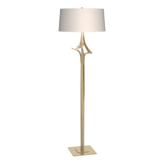 Buy modern-brass-with-flax-shade-se-glass-and-white-shade Antasia Floor Lamp by Hubbardton Forge