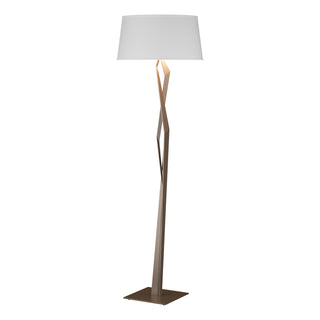 Buy bronze-with-natural-anna-shade-sf-glass-and-white-shade Facet Floor Lamp by Hubbardton Forge
