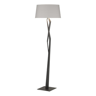 Buy black-with-flax-shade-se-glass-and-white-shade Facet Floor Lamp by Hubbardton Forge