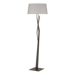 Buy oil-rubbed-bronze-with-flax-shade-se-glass-and-white-shade Facet Floor Lamp by Hubbardton Forge