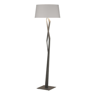 Buy natural-iron-with-flax-shade-se-glass-and-white-shade Facet Floor Lamp by Hubbardton Forge