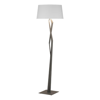 Buy natural-iron-with-natural-anna-shade-sf-glass-and-white-shade Facet Floor Lamp by Hubbardton Forge
