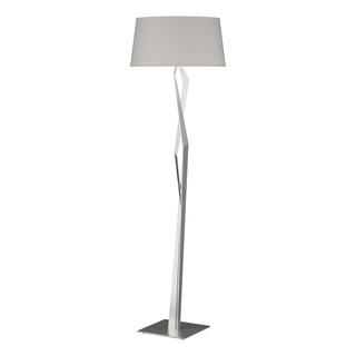 Buy vintage-platinum-with-flax-shade-se-glass-and-white-shade Facet Floor Lamp by Hubbardton Forge