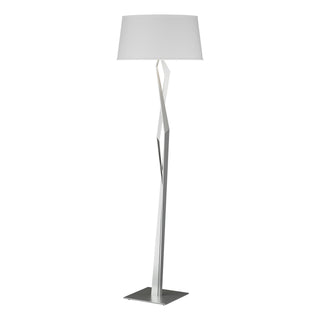 Buy vintage-platinum-with-natural-anna-shade-sf-glass-and-white-shade Facet Floor Lamp by Hubbardton Forge