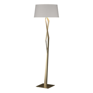 Buy soft-gold-with-flax-shade-se-glass-and-white-shade Facet Floor Lamp by Hubbardton Forge