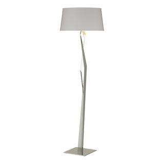 Buy sterling-with-flax-shade-se-glass-and-white-shade Facet Floor Lamp by Hubbardton Forge