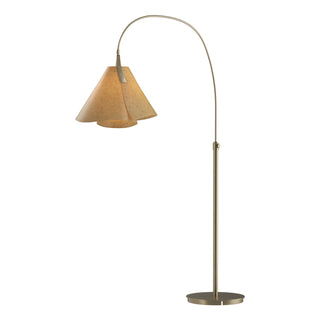 Buy soft-gold-with-cork-shade-sg-glass-and-amber-brown-shade Mobius Floor Lamp by Hubbardton Forge