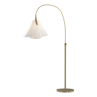 Buy modern-brass-with-spun-frost-sh-glass-and-white-shade Mobius Floor Lamp by Hubbardton Forge