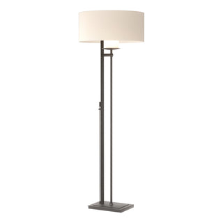 Buy black-with-flax-shade-se-glass-and-white-shade Rook Floor Lamp by Hubbardton Forge