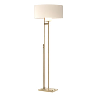 Buy soft-gold-with-flax-shade-se-glass-and-white-shade Rook Floor Lamp by Hubbardton Forge