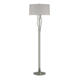Buy sterling-with-flax-shade-se-glass-and-white-shade Brindille Floor Lamp by Hubbardton Forge