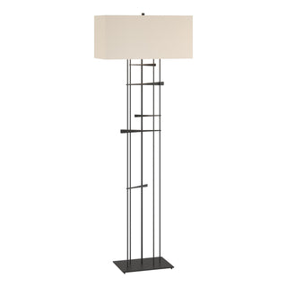 Buy black-with-flax-shade-se-glass-and-white-shade Cavaletti Floor Lamp by Hubbardton Forge