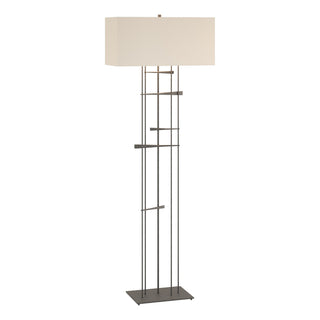 Buy natural-iron-with-flax-shade-se-glass-and-white-shade Cavaletti Floor Lamp by Hubbardton Forge