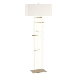Buy soft-gold-with-natural-anna-shade-sf-glass-and-white-shade Cavaletti Floor Lamp by Hubbardton Forge