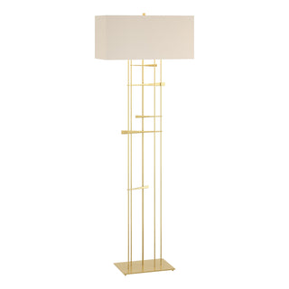 Buy modern-brass-with-flax-shade-se-glass-and-white-shade Cavaletti Floor Lamp by Hubbardton Forge