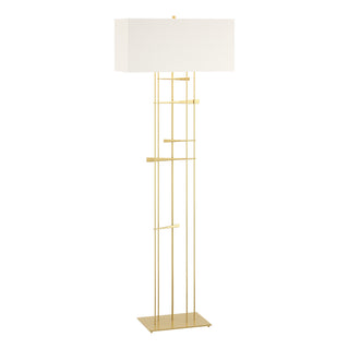 Buy modern-brass-with-natural-anna-shade-sf-glass-and-white-shade Cavaletti Floor Lamp by Hubbardton Forge