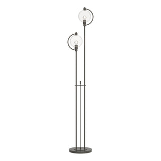 Buy dark-smoke-with-clear-glass-zm-glass-and-white-shade Pluto Floor Lamp by Hubbardton Forge