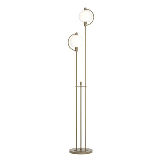 Buy soft-gold-with-opal-glass-gg-glass-and-white-shade Pluto Floor Lamp by Hubbardton Forge