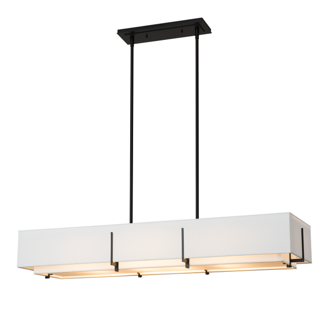 Exos Rectangular Pendant by Hubbardton Forge - Ink, Natural Anna, Flax [Hubbardton Forge-139640-SKT-MULT-89-SF4207-SE4602|MAIN]