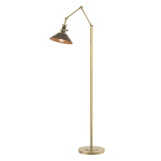 Buy modern-brass-and-amber-brown-shade Henry Floor Lamp by Hubbardton Forge