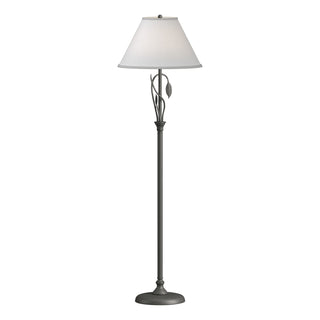Buy natural-iron-with-natural-anna-shade-sf-glass-and-white-shade Leaf Floor Lamp by Hubbardton Forge