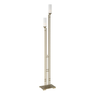 Buy soft-gold-with-opal-glass-gg-glass-and-white-shade Metra Floor Lamp by Hubbardton Forge