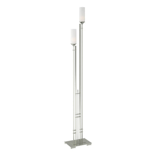 Buy sterling-with-opal-glass-gg-glass-and-white-shade Metra Floor Lamp by Hubbardton Forge