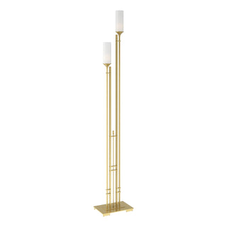Buy modern-brass-with-opal-glass-gg-glass-and-white-shade Metra Floor Lamp by Hubbardton Forge