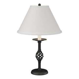 Buy black-with-natural-anna-shade-sf-glass-and-white-shade Twist Basket Table Lamp by Hubbardton Forge