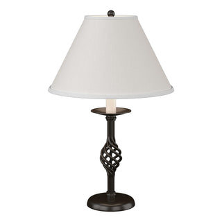 Buy oil-rubbed-bronze-with-natural-anna-shade-sf-glass-and-white-shade Twist Basket Table Lamp by Hubbardton Forge