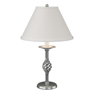 Buy vintage-platinum-with-natural-anna-shade-sf-glass-and-white-shade Twist Basket Table Lamp by Hubbardton Forge