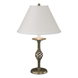 Buy soft-gold-with-natural-anna-shade-sf-glass-and-white-shade Twist Basket Table Lamp by Hubbardton Forge