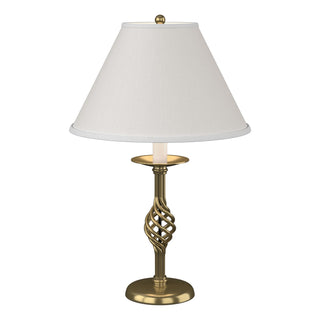 Buy modern-brass-with-natural-anna-shade-sf-glass-and-white-shade Twist Basket Table Lamp by Hubbardton Forge