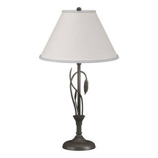Buy dark-smoke-with-natural-anna-shade-sf-glass-and-white-shade Leaf Table Lamp by Hubbardton Forge