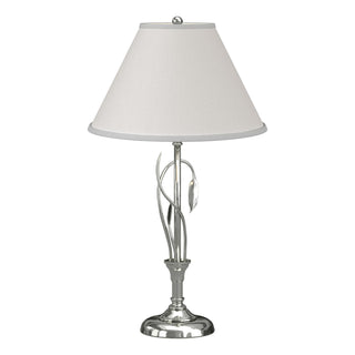 Buy sterling-with-natural-anna-shade-sf-glass-and-white-shade Leaf Table Lamp by Hubbardton Forge