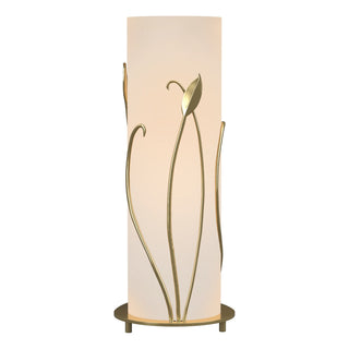 Buy modern-brass-with-opal-glass-gg-glass-and-white-shade Leaf Table Lamp by Hubbardton Forge