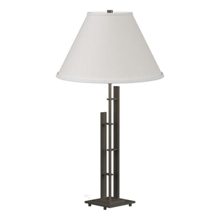 Buy dark-smoke-with-natural-anna-shade-sf-glass-and-white-shade Metra Table Lamp by Hubbardton Forge