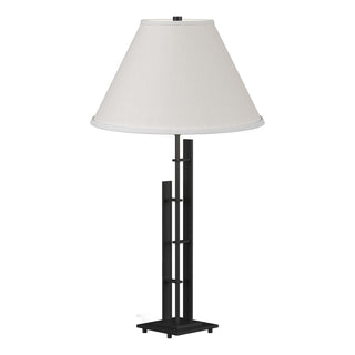 Buy black-with-natural-anna-shade-sf-glass-and-white-shade Metra Table Lamp by Hubbardton Forge